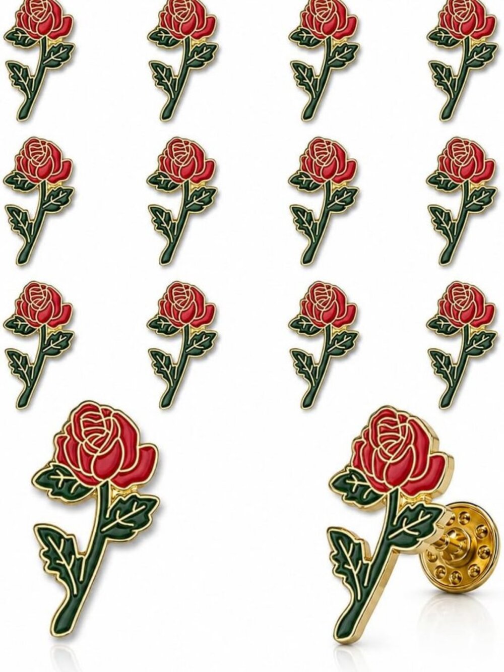 Retro Rose Flower Enamel Lapel Pin - Stylish Metal Pin for Jackets & Bags